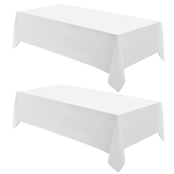 VidaFete Rectangle Tablecloth 60 x 84 inch Polyester Table Cloth 2 Pack, Resistant Wrinkle Dining Table Cover for Dinning Decoration (White)