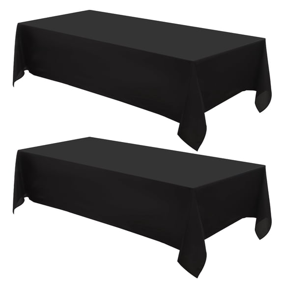 VidaFete Rectangle Tablecloth 60 x 84 inch Polyester Table Cloth 2 Pack, Resistant Wrinkle Dining Table Cover for Dinning Decoration (Black)