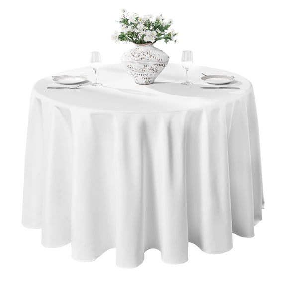 VidaFete Round Tablecloth 70 inch Polyester Table Cloth 1 Pack, Resistant Wrinkle Dining Table Cover for Dinning Tabletop Decoration (White)