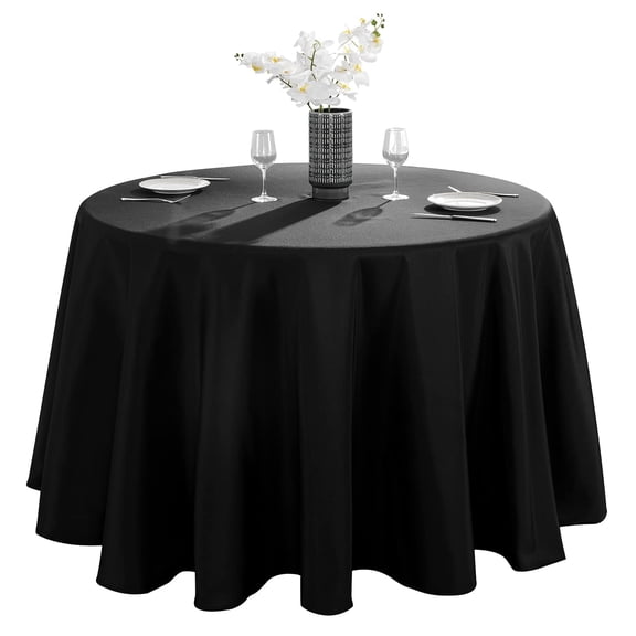 VidaFete Round Tablecloth 70 inch Polyester Table Cloth 1 Pack, Resistant Wrinkle Dining Table Cover for Dinning Tabletop Decoration (Black)