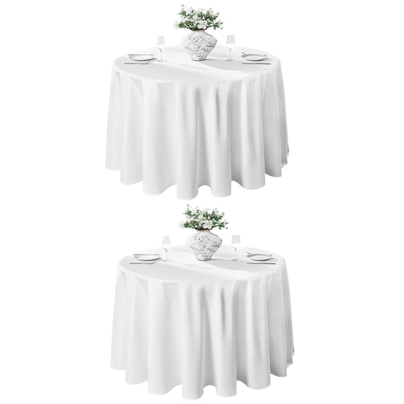 VidaFete Round Tablecloth 70 inch Polyester Table Cloth 2 Pack, Resistant Wrinkle Dining Table Cover for Kitchen Dinning Tabletop (White)
