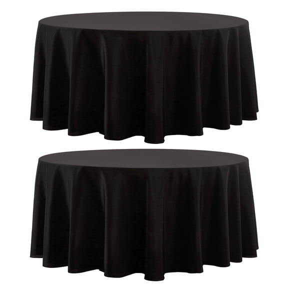 VidaFete Round Tablecloth 70 inch Polyester Table Cloth 2 Pack, Resistant Wrinkle Dining Table Cover for Kitchen Dinning Decoration (Black)