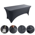 thumbnail image 1 of VidaFete Spandex Tablecloth 2 Pack 6FT, Fitted Stretch Table Cover for Rectangle Tables, Wrinkle Resistant and Washable Tablecloths for Outdoor, Picnic, Party, Dark Gray, 1 of 5