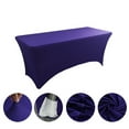 thumbnail image 1 of VidaFete Spandex Tablecloth 2 Pack 6FT, Fitted Stretch Table Cover for Rectangle Tables, Wrinkle Resistant and Washable Tablecloths for Outdoor, Picnic, Party, Dark Purple, 1 of 5