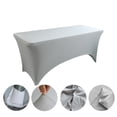 thumbnail image 1 of VidaFete Spandex Tablecloth 2 Pack 6FT, Fitted Stretch Table Cover for Rectangle Tables, Wrinkle Resistant and Washable Tablecloths for Outdoor, Picnic, Party, Light Gray, 1 of 5