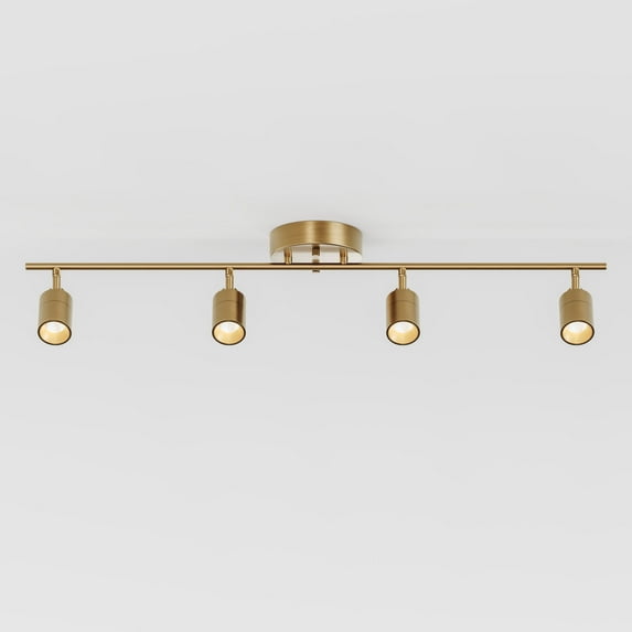 Shura Brushed Brass 4-Light Track Light with Rotatable Heads, Integrated LED Bulbs, 3000K