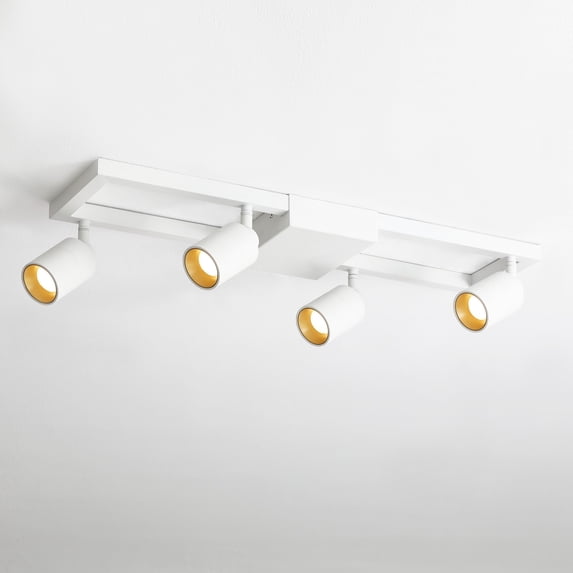 Shura White 4-Light Square Ceiling Light with Rotatable Heads, Integrated LED Bulbs, 3000K