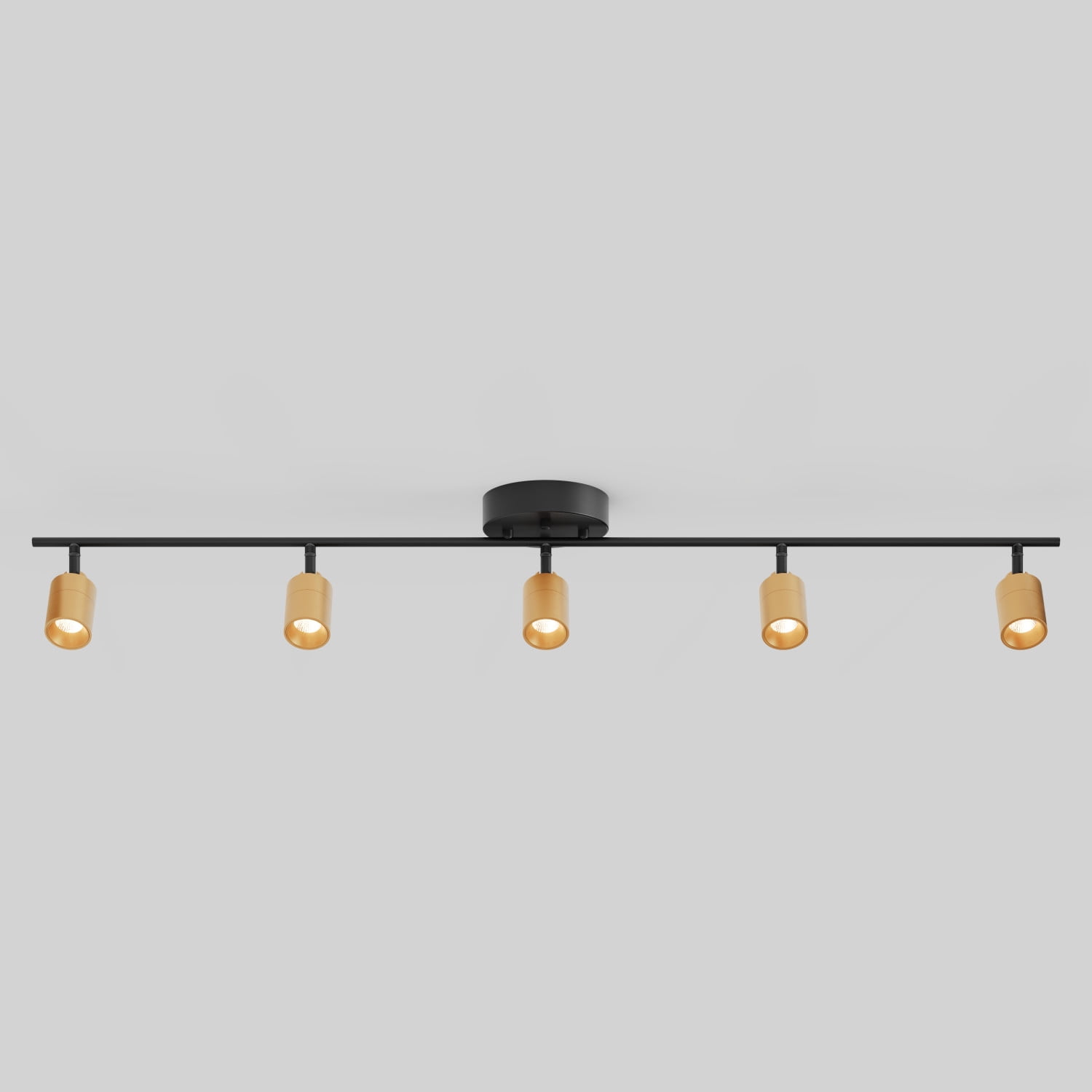 Shura Black & Brass 5-Light Track Light with Rotatable Heads, Integrated LED Bulbs, 3000K