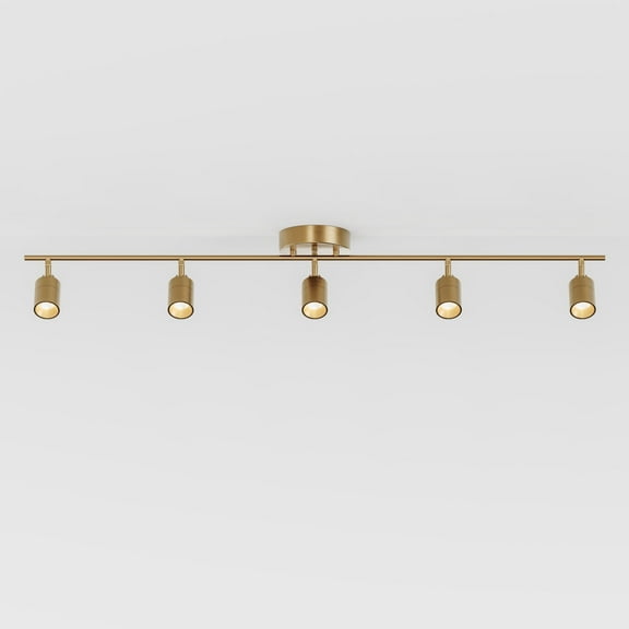 Shura Brushed Brass 5-Light Track Light with Rotatable Heads, Integrated LED Bulbs, 3000K