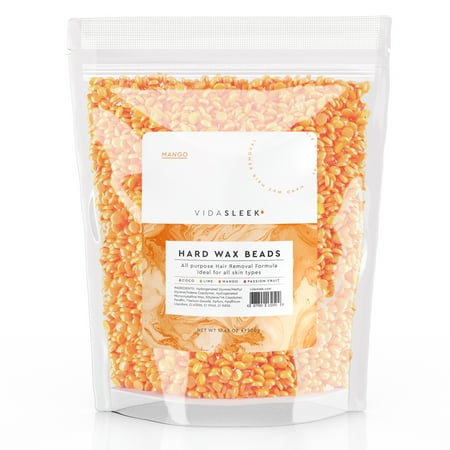 VidaSleek Hard Wax Beads - All Purpose Hair Removal Wax - No Strips Needed - Mango Scent - 17.63 oz