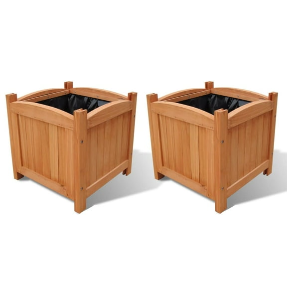 VidaXL 11.8" x 11.8" x 11.8" Brown Wood Planter Box with Lining (2 Count)