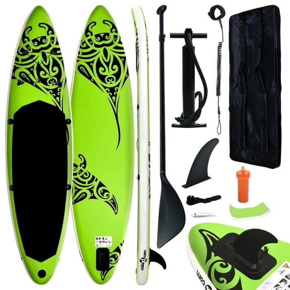 VidaXL Inflatable Paddle Board Inflatable Raft with Oar, Black Blue 1-Person 120.1 in x 29.9 in