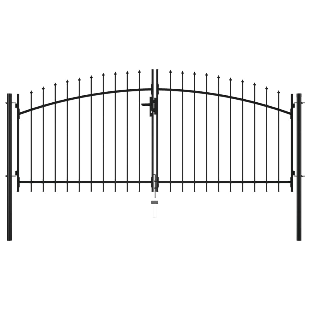 VidaXL Multi Sizes Double Door Fence Gate with Spear Top Outdoor Patio Barrier