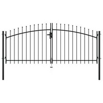 VidaXL Multi Sizes Double Door Fence Gate with Spear Top Outdoor Patio Barrier