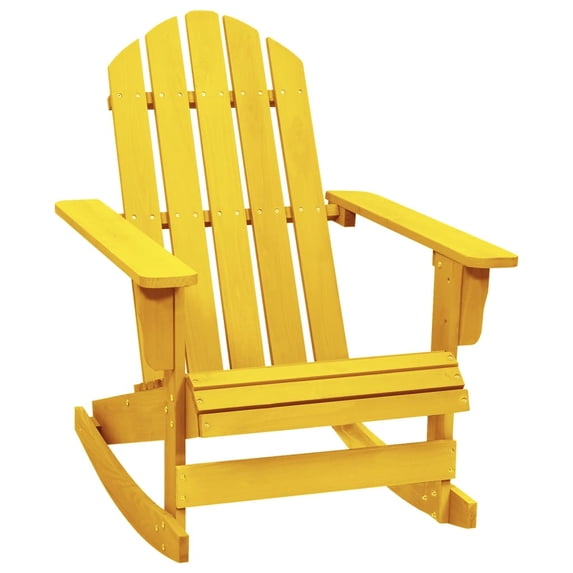 VidaXL Solid Print Solid Fir Wood Outdoor Weather Resistant Rocking Chair, Yellow