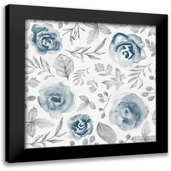 Vidal, Alicia 12x12 Black Modern Framed Museum Art Print Titled - Blue Fade Foliage