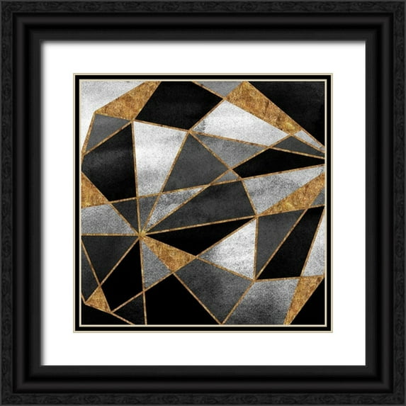 Vidal, Alicia 15x15 Black Ornate Wood Framed with Double Matting Museum Art Print Titled - Black Geo Abstract