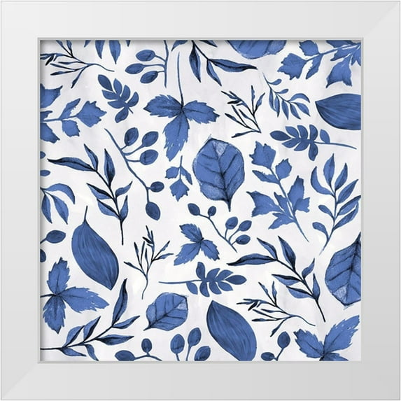 Vidal, Alicia 15x15 White Modern Wood Framed Museum Art Print Titled - Indigo Foliage