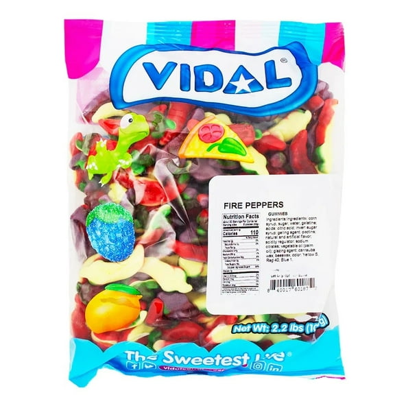 Vidal Fire Peppers Gummy Candy Spicy Gummies, 2.2 LB Bag