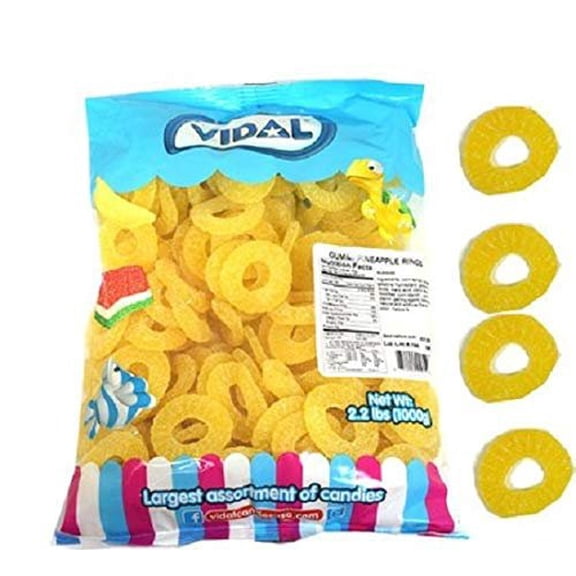 Vidal Gummi Pineapple Rings Candy, 2.2 Pounds