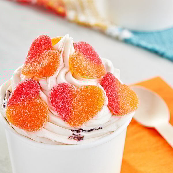 Vidal Gummy Peach Hearts 4.4 lb. - 6/Case