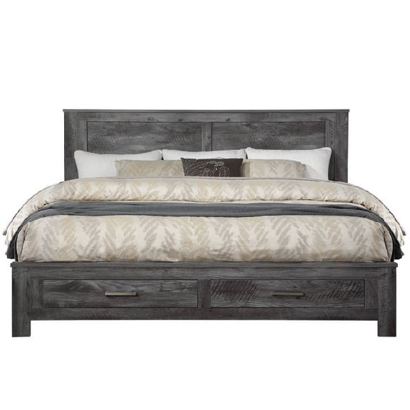 Vidalia Queen Bed with Storage in Rustic Gray Oak