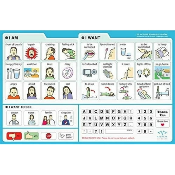 Vidatak EZ Board for Patient Communication Board, Picture Symbol Board