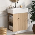thumbnail image 1 of [Video]21.6 inch Modern Floating Bathroom Vanity with Ceramic Basin - Perfect for Small Bathrooms, Left side storage, 1 of 44