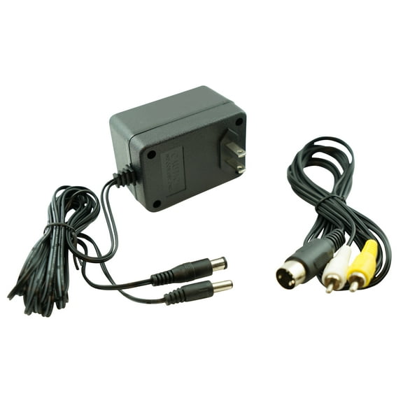 Video Audio AV RCA Cable Adapter Cord + AC Power Supply To External TV Screen Monitor For SEGA Genesis 1 Original MK1601 Gaming Systems Console Game Bundle Set Accessory
