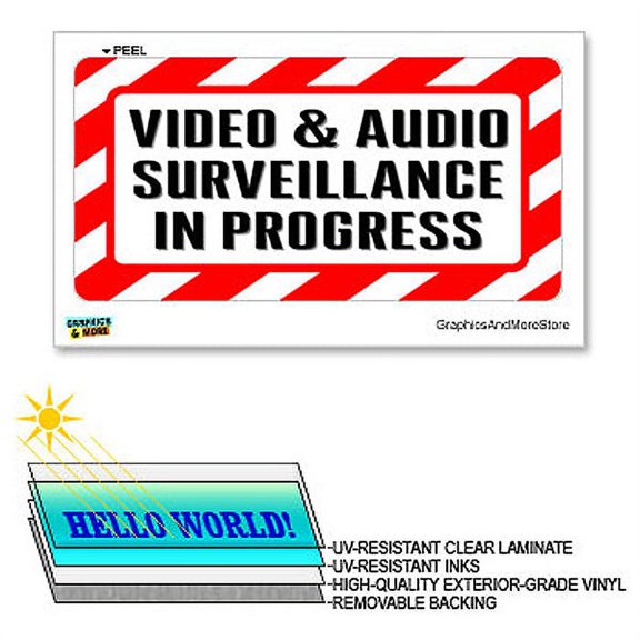 Video and Audio Surveillance Signs for Home Security in Various Sizes