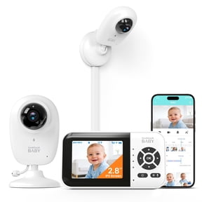 Open Box Video Baby Monitor with App and Screen 1080P Camera, 2.8 inch IPS screen, Cry Detection, Lullabies, Two Way Talk, Night Vision, Face Detection, Wall Mount, Connect Smart Watch, Temperature Monitoring
