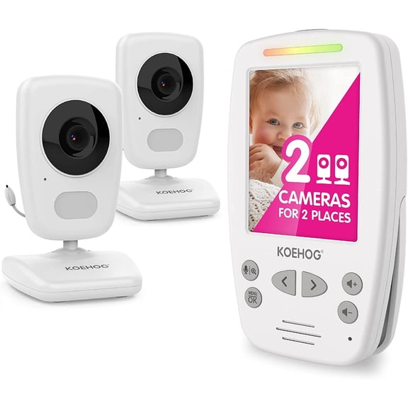 Video Baby Monitor, Slim Handheld, Non-Slip Design, 2.8" Vertical Screen Monitor & 2 Camera, Range up to 1000ft, 18 Hour Battery Life, 2-Way Talk, Night Vision, Temperature Monitor, No WiFi.
