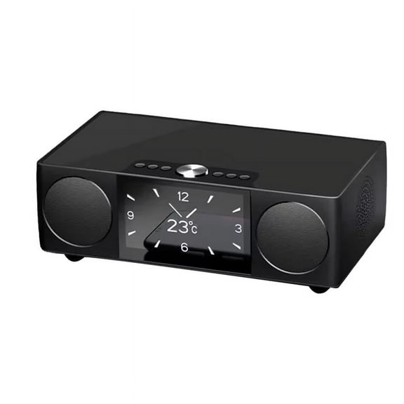 Video Bluetooth Speaker Theater K-Song Record Sound Music System with AUX USB TF Alarm Clock Fm Radio LED Display Black