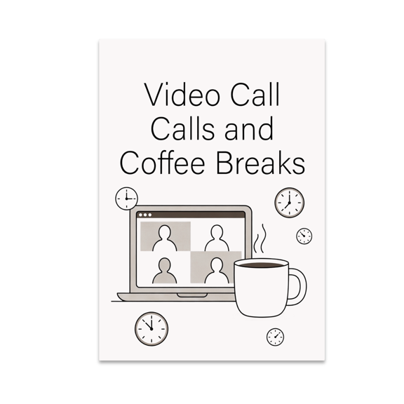 Video Call Calls and Coffee Breaks - Remote Worker - 13x19 Poster Print