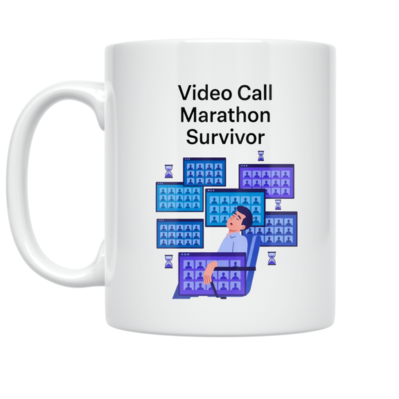 Video Call Marathon Survivor - Remote Work Enthusiast - 11 oz Ceramic Coffee Mug