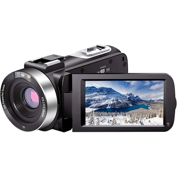 Video Camera Camcorder  1080P 30FPS 24.0 MP IR Night Vision Vlogging Camera Recorder 3.0 Inch IPS Screen 16X Zoom Camcorders Remote Control with 2