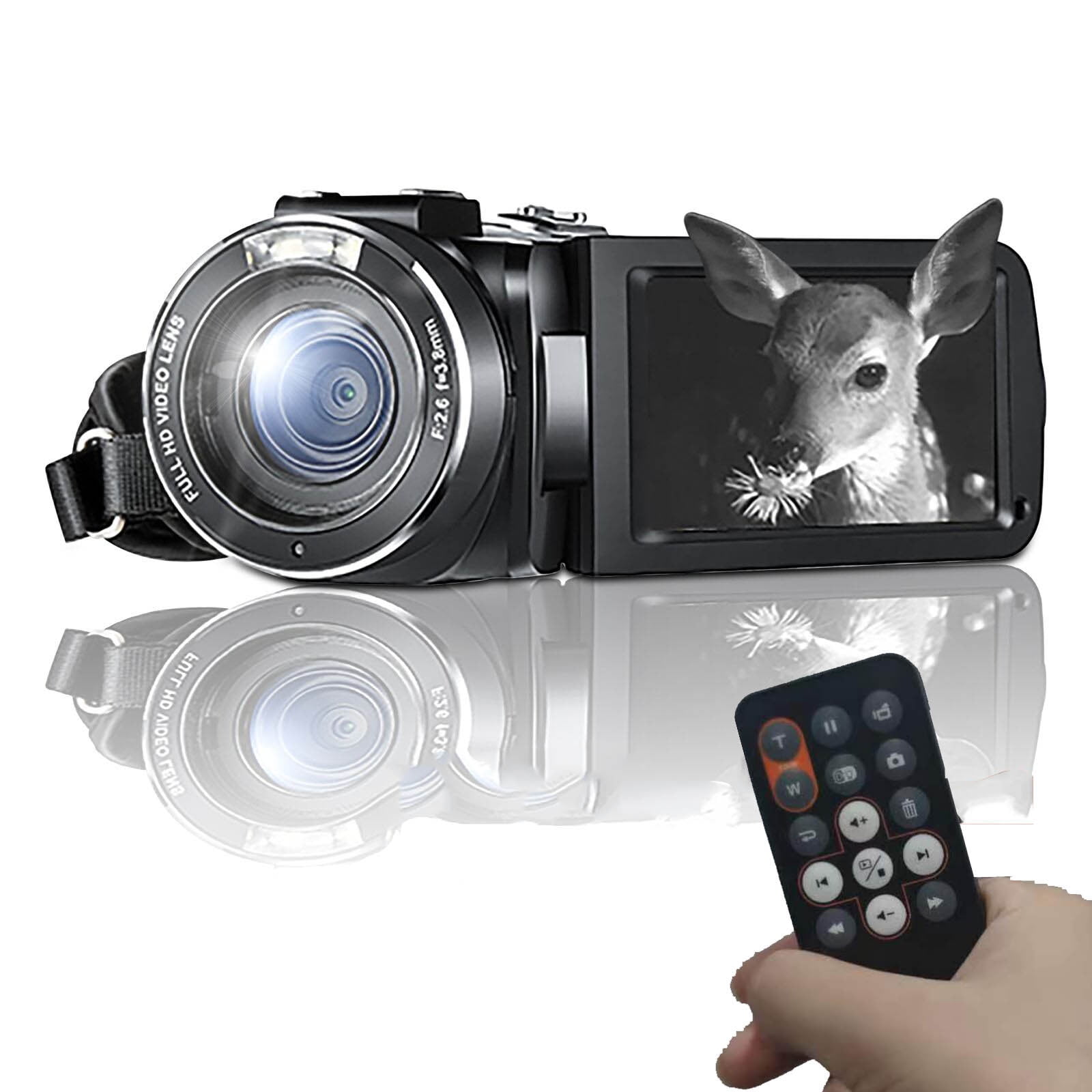 Video Camera Camcorder 1080P 30fps, IR Night Vision Vlogging Camera with 3 Inch IPS Screen, 16X Digital Zoom Recorder for YouTube and Travel