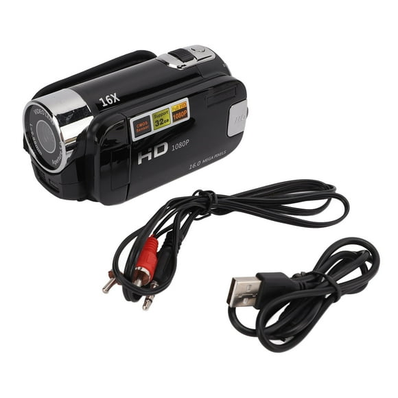 Video Camera Camcorder Full HD 1080P 16MP Camera Recorder 270 Rotation 2.7 Inch Color Screen 16X Zoom Digital CamcordersBlack