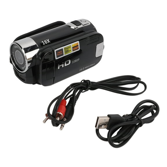 Video Camera Camcorder Full HD 1080P 16MP Camera Recorder 270 Rotation 2.7 Inch Color Screen 16X Zoom Digital CamcordersBlack