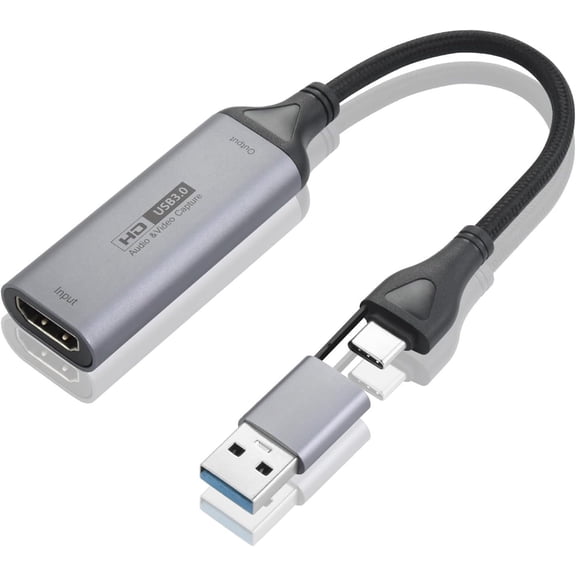 Video Capture Card, 4K HDMI to 1080P USB-A/USB-C Video Recording Card for Gaming, Video Streaming, Conference & TV Recording, Compatible with Windows, Linux, Android