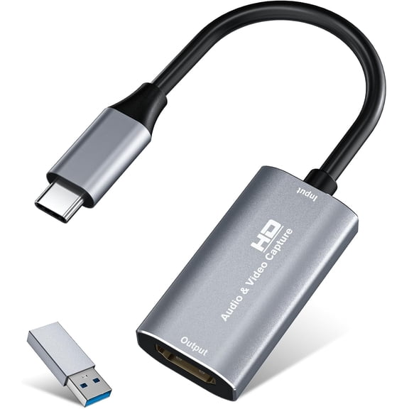 Video Capture Card, 4K USB3.0 HDMI to USB C, 1080P60FPS HDMI Capture Card for Streaming, Gaming, Video Recording Compatible with Switch, Xbox, PS4, OBS, Windows, Mac OS, Zoom(Silver)
