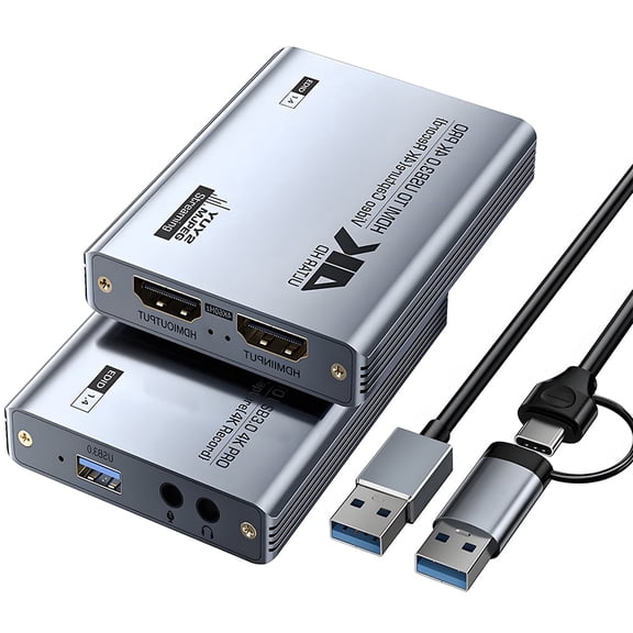Video Capture Card, HD Audio Video Capture Card, USB 3.0 Capture Card 4K HDTV Loop-Out, 1080P 60FPS/2K 30FPS Videogame Capture for Streaming, Works for PS5/Switch/Camera/PC