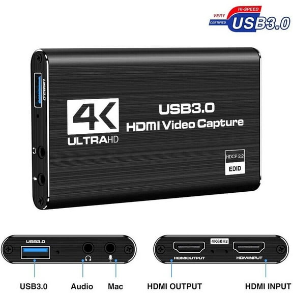 Video Capture Card, HDTV to USB Game Capture Device 1080P for Streaming Recording Live Broadcast