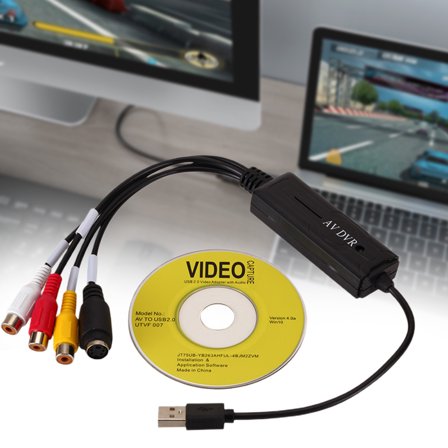 Video Capture Card Portable Durable Plastic USB 2.0 Video Capture Card for NTSC, PAL, SECAM ( Convert Analog Video To Digital Format Audio Video )