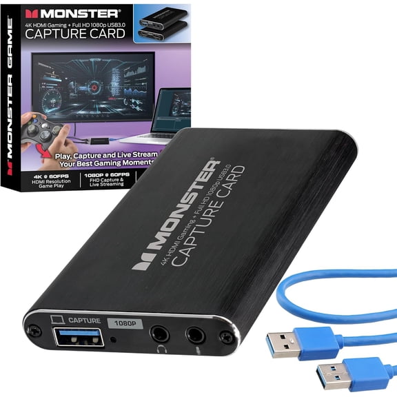 Video Capture Card for Streaming, 4K HDMI Capture Card with 1080P 60FPS Recording, USB 3.0 Game Capture Device, Mic & Headphone Ports for PS5, Xbox, Nintendo Switch, Switch 2 & PC