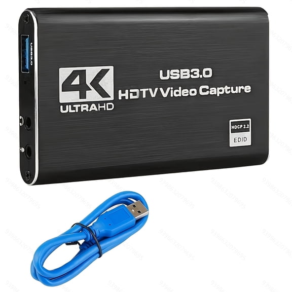 USB 3.0 Video Capture Card, 4K UHD 60Hz, 1080P 60FPS HD Recorder, Compatible with Live Game Streaming and OBS Capture