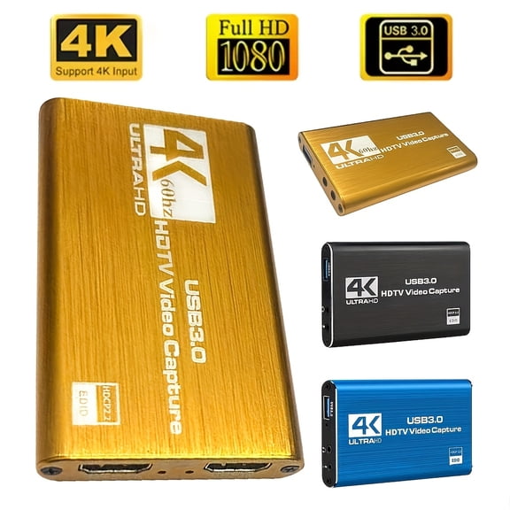 A Video Capture Card with USB 3.0 That Supports 4K UHD at 60Hz And Records in 1080P at 60 Frames Per Second, Suitable for Live Game Streaming And OBS Capture