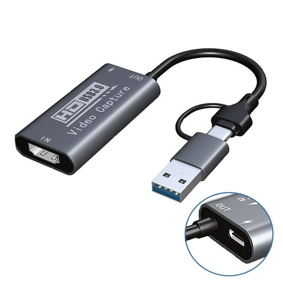 Video Capture Card, USB3.0 HDMI to USB C Audio Capture Card, 100W PD 4K 1080P 60FPS Capture with Type-C Adapter Devices for Gaming Live Streaming Video Recorder for Windows Mac OS System OBS Zoom