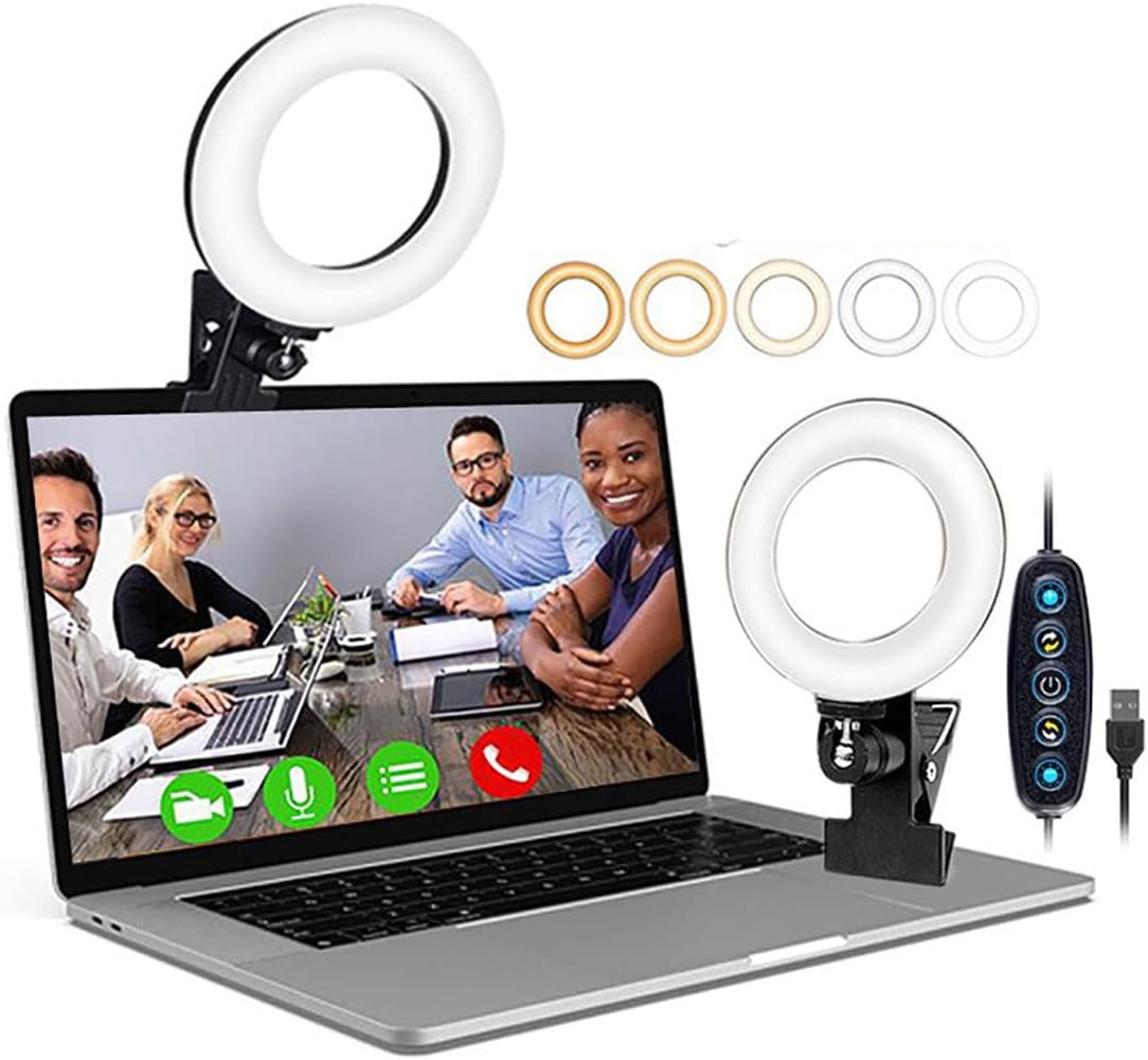 Video Conference Lighting Kit,Adjustable LED Ring Light ClipOn for