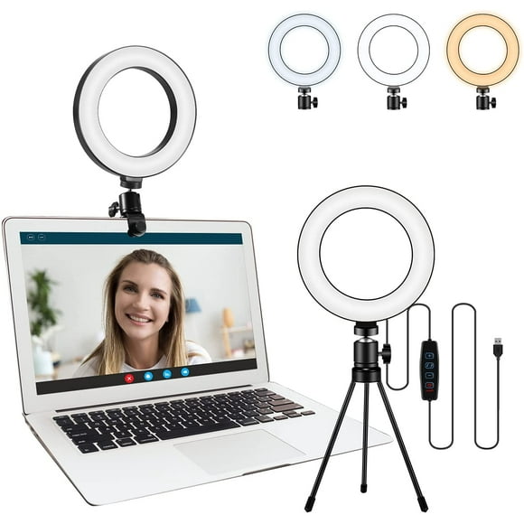 Video Conference Lighting Kit, LED Ring Light for Webcam Lighting, 3 Light Modes & 10 Dimmable Brightness Levels, for Virtual Meeting, Remote Working, Broadcasting, Live Streaming etc